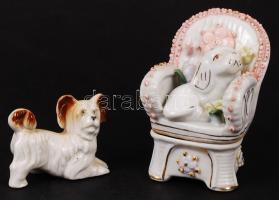 2 db porcelán kutyusos figura, hibátlan, jelzés nélkül