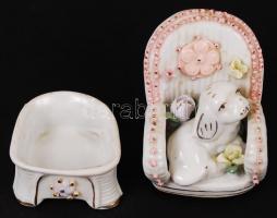 2 db porcelán kutyusos figura, hibátlan, jelzés nélkül
