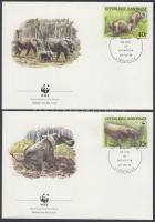 WWF Forest elephants set on 4 FDC, WWF Erdei elefántok sor 4 FDC