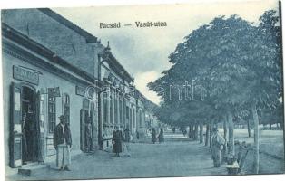 Facset, Facsád, Faget; Vasút utca, Grimm Jakab üzlete / railway street, shop