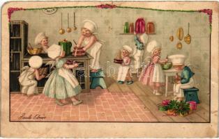 Cooking and baking children and angels litho s: Pauli Ebner (fa)