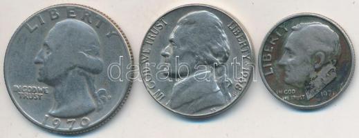 Amerikai Egyesült Államok 1968-71. 5c "Jefferson" + 1d "Roosevelt" + 1/4$ "...