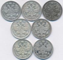 Oroszország 1912-1915. 15k Ag (7x) T:2,2-
Russia 1912-1915. 15 Kopeks Ag (7x) C:XF,VF
Krause Y# 21a....