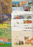 80 db MODERN magyar és külföldi városképes és motívum lap; német, amerikai, bolgár; állat, térkép, ü...