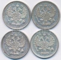 Oroszország 1911-1914 10k Ag (4x) T:2
Russia 1911-1914 10 Kopeks Ag (4x) C:XF
Krause Y# 20a.2