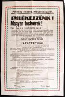 1939 Párkány: A Felvidék felszabadulása egy éves évfordulójának ünnepi megemlékezését reklámozó plakát. Az ünnepi műsorral. Postán elküldve a műsor egyik számaként elszavalt vers szerzőjének Korompay Violának. Jó állapotban / 1939 Poster for the commemoration of the entry of the Hungarian troops to Slovakia 60x90 cm