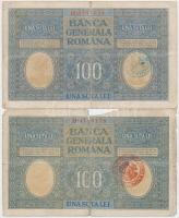 Románia / Német megszállás 1917. 100L (2x) T:III-
Romania / German Occupation 1917. 100 Lei (2x) C:V...