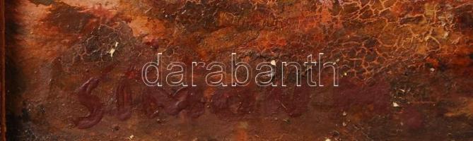 Simon jelzéssel: Horgászok. Olaj, farost, keretben 50×70 cm