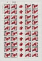 Virág 40 bélyeget tartalmazó bélyegfüzetív, Flower 40 stamps in stampbooklet sheet
