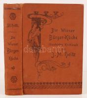 J.M. Heitz: Die Wiener Bürger-Küche illustriertes Kochbuch. Wien, 1911, A. und R. Heitz. Kiadói egészvászon kötés, belül a gerincnél teljesen levált, belső előlapja hiányzik, néhány lapja kijár, szakadt, viseltes állapotban.