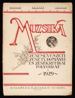 1929 A Muzsika című zeneművészeti, zenetudományi és zenekritikai folyóirat 1. évfolyamának 5. száma, benne Hubay Jenő írásával, borítója szakadt