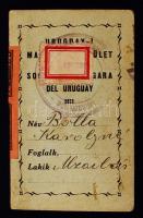 cca 1930 Uruguayi Magyar Egyesület igazolvány tagsági bélyegekkel és Szeptember Elsejei Bizottség munkásmozgalmi propagandabélyegekkel / Uruguay Hungarian Association Id with membership stamps