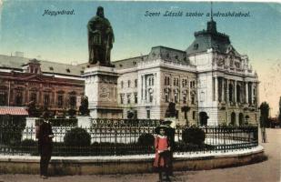 Nagyvárad, Szent László szobor, Városháza, Takarékpénztár / statue, town hall, bank (EK)