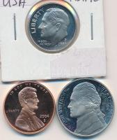 Amerikai Egyesült Államok 2004S 1c "Lincoln" + 5c "Jefferson" + 2005S 1D "R...