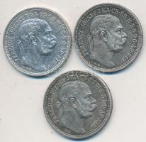 1914-1915. 1K Ag "Ferenc József" (3x) T:2,2-
Adamo K5.1
