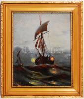 Olvashatatlan jelzéssel: Vitorlás. Olaj, farost, keretben 24×19 cm