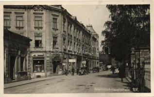 Varnsdorf, Warnsdorf; Hauptstrasse, Fotozentrale, Friedrich Geyer / main street, shop, automobiles