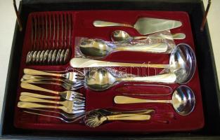 12 személyes, komplett még nem használt Solingen - Krupp jelzésű evőeszközkészlet eredeti számzáras ...