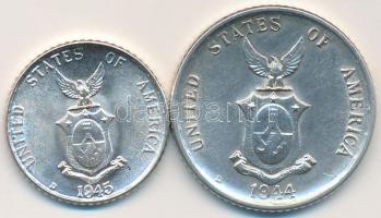 Fülöp Szigetek / Amerikai Egyesült Államok Közigazgatás 1944D 20c Ag + 1945D 10c Ag T:2
Philippines ...