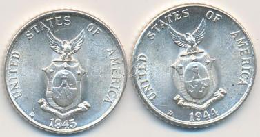 Fülöp Szigetek / Amerikai Egyesült Államok Közigazgatás 1944D-1945D 10c Ag (2x) T:2
Philippines / Un...