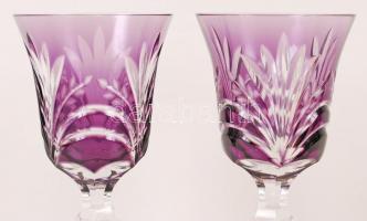 2 db Ajkai ólomkristály boros pohár, többrétegű, csiszolt, hibátlan, jelzett, m: 20 cm