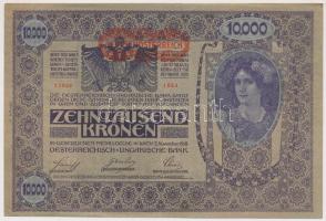 1918. 10.000K csak német nyelvű, piros "Deutschösterreich" felülnyomással T:III