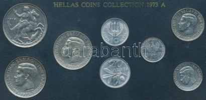 Görögország 1973. 10l-20Dr (8xklf) forgalmi sor tokban T:1 Greece 1973. 10 Lepta - 20 Drachmai (8xdiff) coin set in case C:UNC