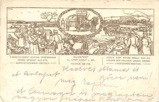 Magyar Szent Korona Országainak Vöröskereszt egylete, Szeretet adományok gyüjtőkocsija, katonai tábor, vonat / Hungarian Red Cross Association, donation carriage, military camp, train s: Földes (EB)