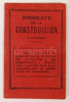 1936 Az Uruguayi építőmunkások szakszervezetének tagsági igazolványa magyar részére / Uruguay Union of Construction workers ID