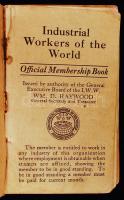 1916 Ipari Dolgozók Világszövetsége tagsági könyv bélyeggekkel. Magyar személy részére. Kissé megvis...