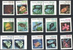 Marine animals 13 diff. stamps (2 pairs), Tengeri állatok 13 klf bélyeg (2 pár)