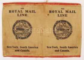 cca 1930 Az angol királyi posta reklámos szövet irattartó magyar szöveggel is / Royal Mail Line advertising canvas envelope 25x17 cm