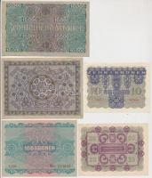 Vegyes: Osztrák-Magyar Bank 1922. 1K + 2K + 10K + 20K + 100K + 1000K + Ausztria 1924. 10.000K T:I,I-...