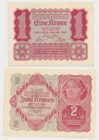Vegyes: Osztrák-Magyar Bank 1922. 1K + 2K + 10K + 20K + 100K + 1000K + Ausztria 1924. 10.000K T:I,I-...