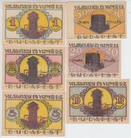 Budapest 1920. 20f + 50f + 1K + 2K + 5K + 10K "Világítási és Vízmű Rt." utalvány T:I