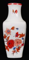 Hollóházi porcelán virágmintás matricás váza, hibátlan, jelzett, m: 36 cm
