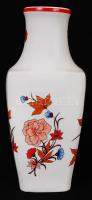 Hollóházi porcelán virágmintás matricás váza, hibátlan, jelzett, m: 36 cm