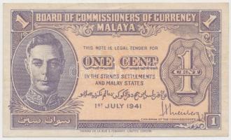 Malaya / Brit Közigazgatás 1941. 1c T:III Malaya / British Administration 1941. 1 Cent C:F