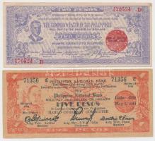 Fülöp-szigetek/Bacolod/Negros Occidental Provincial Currency Committee 1942. 2P + Fülöp-szigetek/Iloilo Currency Committee 1944. 5P T:I-,III Philippines/Bacolod/Negros Occidental Provincial Currency Committee 1942. 5 Pesos + Philippines/Iloilo Currency Committee 1944. 5 Pesos C:AU,F