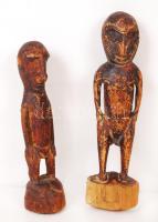 2 db régi, bennszülötteket ábrázoló kultikus jellegű fa szobor, m: 20 és 23 cm