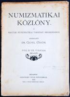 Numizmatikai Közlöny XVIII-XIX. évfolyam, 1919-1920. Budapest 1920. néhány lap külön