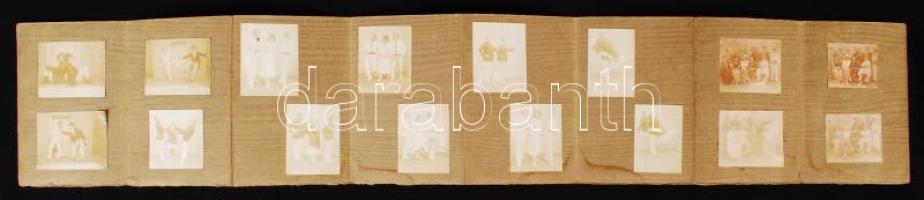 cca 1920 Táncos trió tagjainak fotó sorozata 16 fotó harmonika leporellón / Atrist trio 16 photos