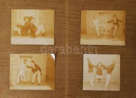 cca 1920 Táncos trió tagjainak fotó sorozata 16 fotó harmonika leporellón / Atrist trio 16 photos
