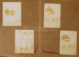 cca 1920 Táncos trió tagjainak fotó sorozata 16 fotó harmonika leporellón / Atrist trio 16 photos