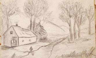 Rosenberg Rózsika vázlat füzete, több jelzett rajzzal