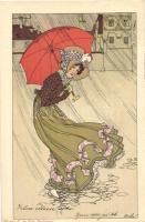 Hölgy a viharban; Kanitz és fiai / lady, umbrella (fl)