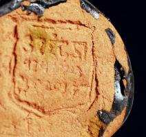 Szécsi kerámia kisfiú, kézzel festett, mázas kerámia, kis lepattanásokkal, jelzett, m: 11 cm