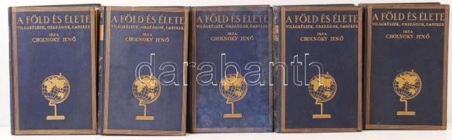 Cholnoky Jenő: A Föld és élete I-V. kötet. Minden kötet. Teljes sorozat, gazdag képanyaggal. Egysége...