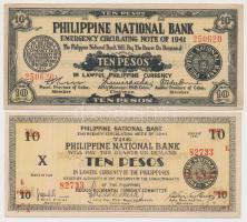 Fülöp-szigetek/Bacolod/Negros Occidental Provincial Currency Committee 1941. 10P + Fülöp-szigetek/Cebu 1941. 10P T:I-,III  Philippines/Bacolod/Negros Occidental Provincial Currency Committee 1941. 10 Pesos + Philippines/Cebu 1941. 10 Pesos C:AU,F