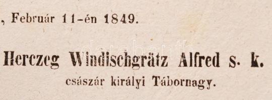 1849 Buda, Windischgrätz herceg kiáltványa a magyar néphez, statárium a rögtönítélő bíróságok feláll...